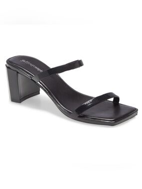 Jeffrey Campbell Black Minimalist Double Strap Jelly Slide Heels w/ Square Toe 8